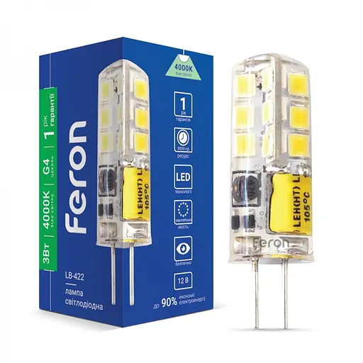 Лампа светодиодная Feron LB-422 AC/DC 12V 3 Вт 48 leds G4 4000K (25532)