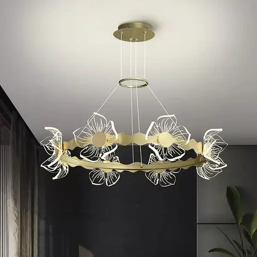 Роскошная подвесная люстра с цветами в латунном корпусе Ø 75 см Ст. D 5021L-750*160 Line F - фото 1