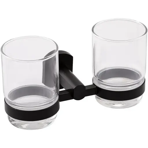 Склянка подвійна Qtap Liberty BLM 1155 чорний матовий - фото 1