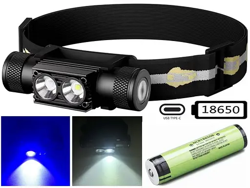 Налобный фонарь Sofirn H25LR с синим светом 800лм USB-C (аккумулятор 18650 на 3400мАч) - фото 2