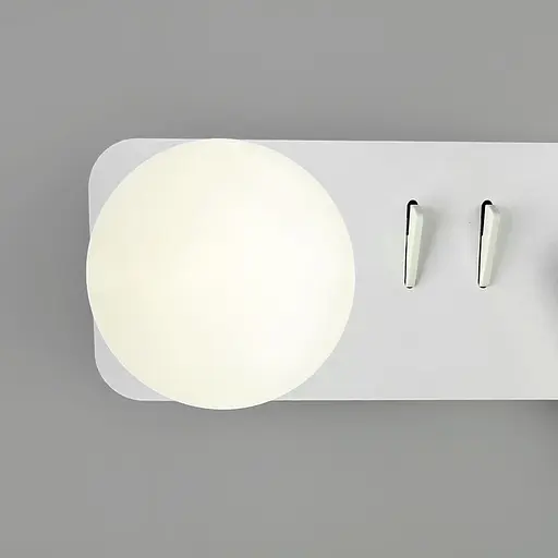 Праве біле бра на 2 вимикачі з білим плафоном та спотом Line F Арт. WJ032/2 R WT (правий) - фото 4