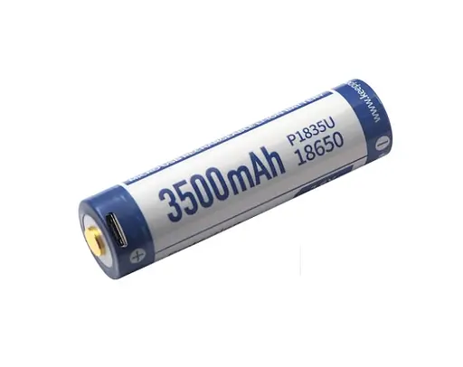 Акумулятор 18650 Keeppower 3500 mAh з microUSB (синій з білим) - фото 8