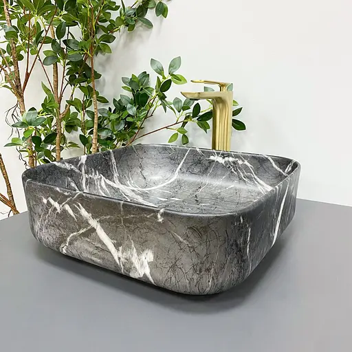 Умивальник VBI Alghero black onyx matt накладний VBI-013303, Чорний матовий - фото 4