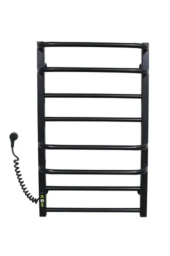 Електрична рушникосушарка KosserНеліо 800x500/8 ЕL тайм. нержавіюча сталь (чорний) ДН01EL, Чорний матовий, Ліве - фото 2