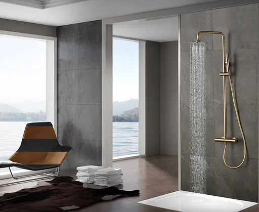 Душова система з термостатом Imex Monza Turn Clean PVD матове золото BTM039/OC, Золотий - фото 2