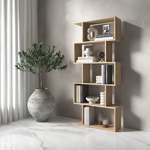 Полка для книг Vays M-12 Дуб Сонома стеллаж на 5 полок ЛДСП 70x24x163 см для дома гостиной офиса