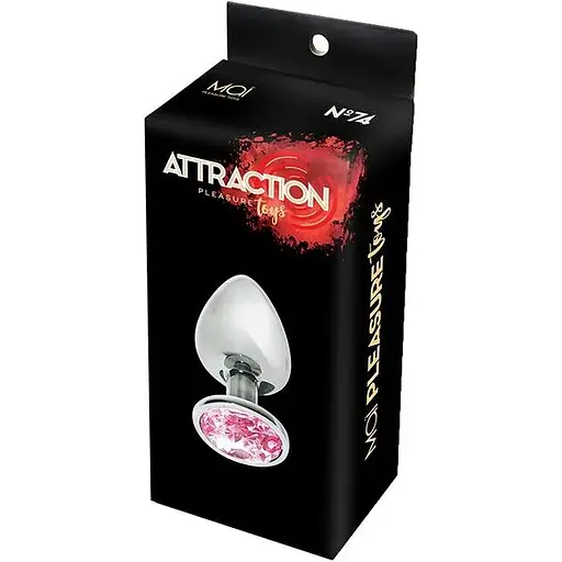 Металева анальна пробка Mai Attraction Toys №74 з рожевим кристалом - фото 3