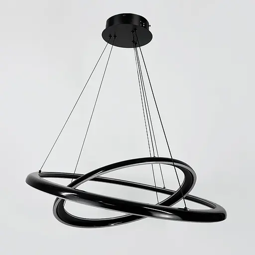 Современная подвесная люстра с двумя черными кольцами Ø 80+60 см Line F | Ст. MJ341-800+600 BK - фото 6