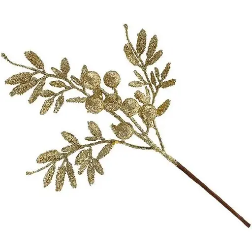Ветка для декора 35 см Искусственные материалы для декора и флористики с глитером Золотистый - фото 1