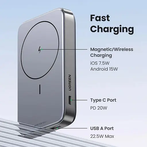 Магнітна батарея Ugreen PB206 Magnetic Magsafe Powerbank 10 000mAh 20W USB-C зі складною підставкою - фото 3