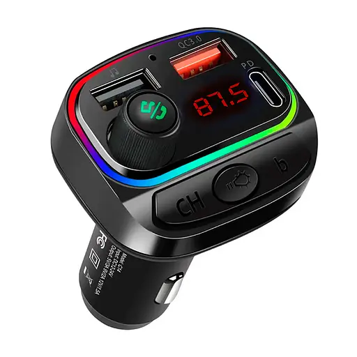 Автомобильный FM ФМ-модулятор С14, bluetooth 5.0, трансмиттер, быстрая зарядка QC 3.0 - фото 1