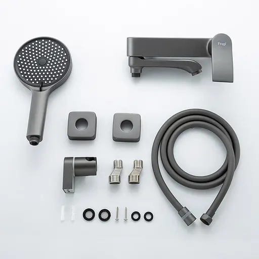 Змішувач для ванни поворотний вилив збройова сталь Frap F3275-19 Графітовий хром - фото 4