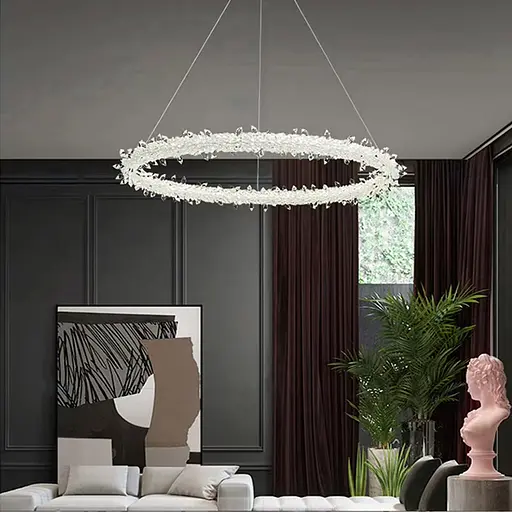 Неймовірна кришталева підвісна люстра Ø 80 см | Арт. MD 9105R-800 CH | Line F - фото 3