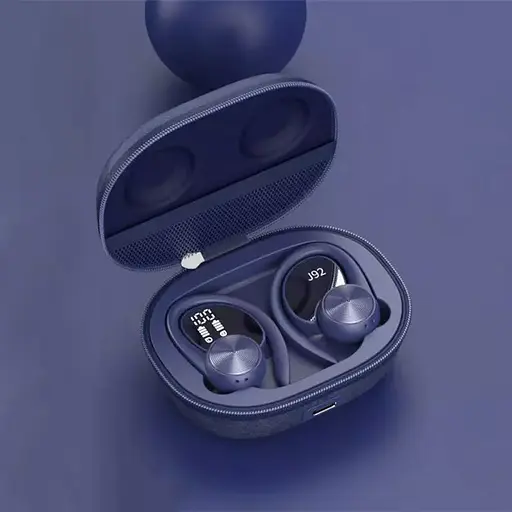 Бездротові спортивні Bluetooth навушники TWS J92 з тканинним зарядним кейсом і сенсорами управління чорні - фото 2