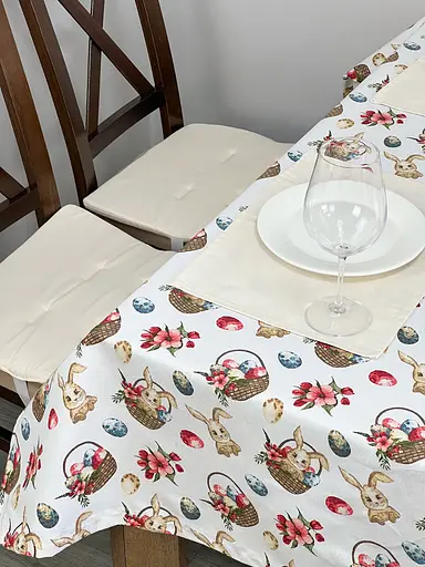Водоотталкивающая Скатерть Пасхальная корзина 220х140 см (+ 4 салфетки 30х40) - фото 10