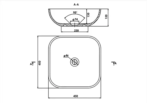 Раковина глянцева накладна Amidicon Atlant 45 450x450 з литого каменю ATLANT_45_HL, Білий - фото 5