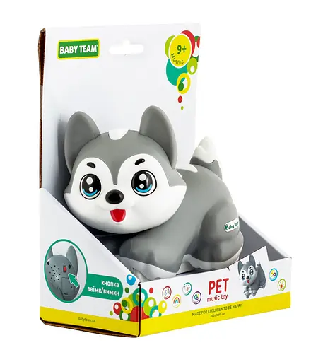 Іграшка музична Baby Team Домашній улюбленець сіра (8658_хаскі сіренький) - фото 3