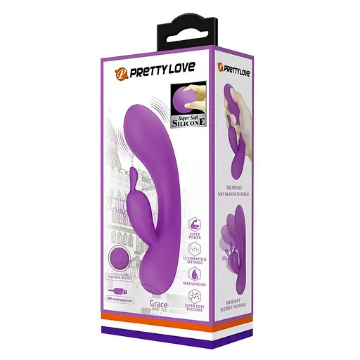 Вібратор-кролик Pretty Love Grace 16.5 см фіолетовий - фото 6