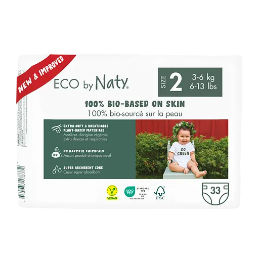 Одноразові дитячі підгузки розмір 2. 3-6 кг., 33 шт. ECO BY NATY