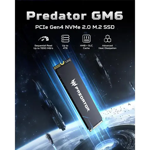 Накопитель SSD Acer Predator m.2 NVMe 4TB GM6 PCI Express 4.0 x4 (BL.9BWWR.135) - фото 4
