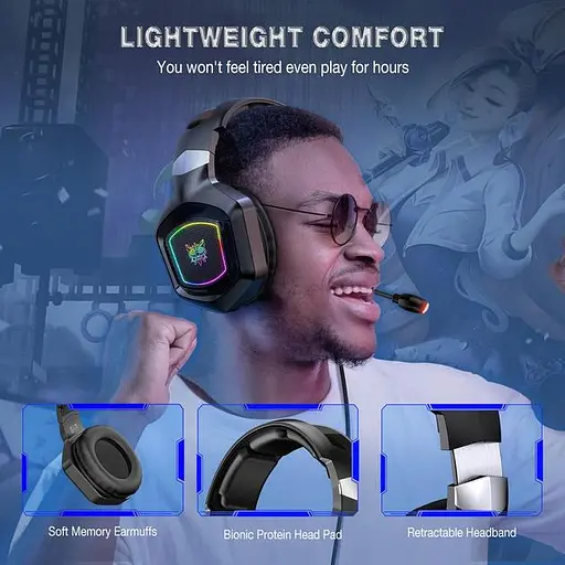 Проводная игровая гарнитура Onikuma Gaming  with RGB X8, USB, 3.5mm, 2.2m, black - фото 6