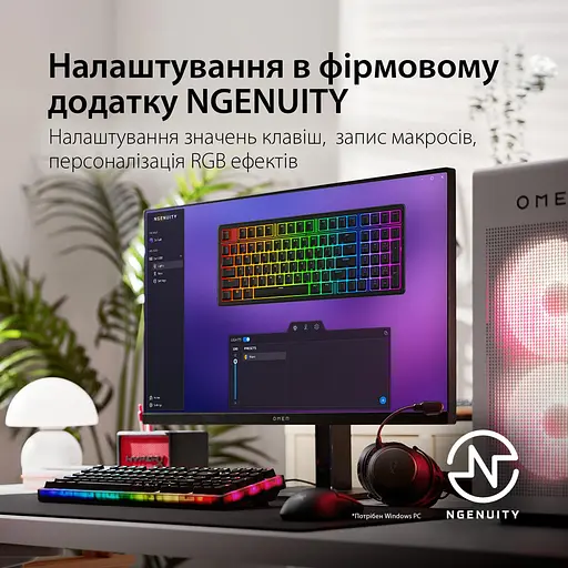Клавіатура HyperX Alloy Origins 2 1800 103key Red USB-A Hot-Swap EN/UA RGB Black (B4QS4AA) - фото 8