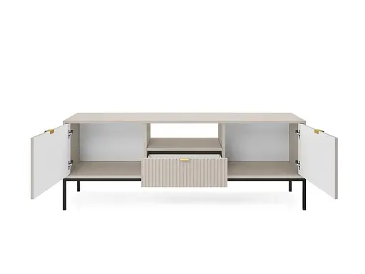 Тумба під телевізор Perfect Home Нова / Nova 2-дверна з 1 шухлядою і чорними ніжками RTV154 Кашемір (PFH-091230) - фото 2