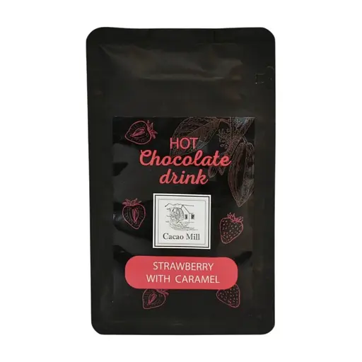 Гарячий шоколад Strawberry with caramel (полуниця з карамеллю) Cacao Mill  250 г