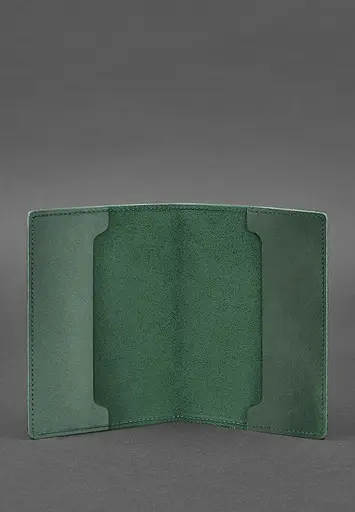 Кожаная обложка для военного билета офицера запаса 8.0 зеленая Crazy Horse - фото 3