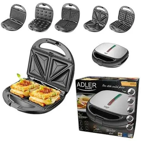 Вафельница-орешница-гриль-бутербродница Adler AD 3040 - 5в1 1200 Вт - фото 8