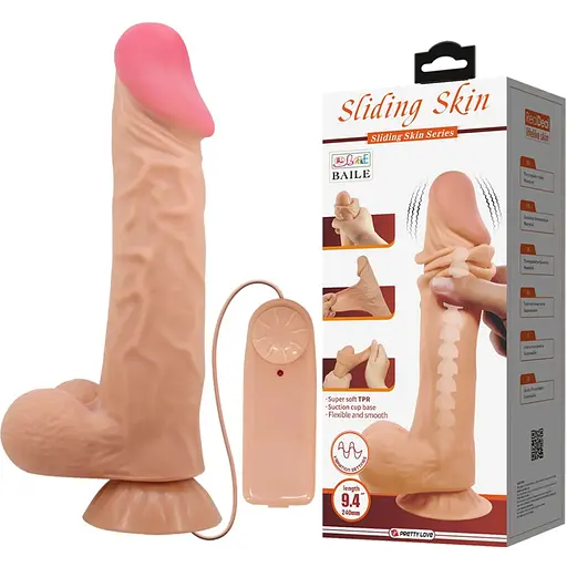 Вібратор Baile Sliding Skin Sadik 9.4'' 24 см тілесний