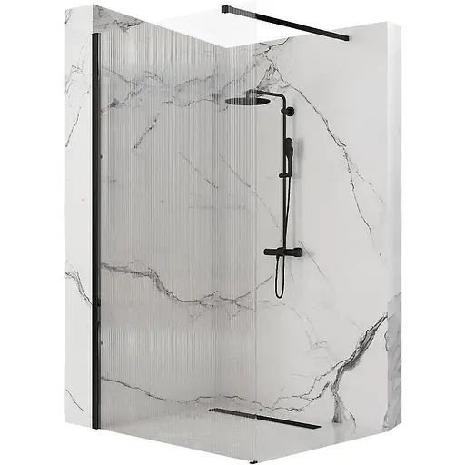 Душова стінка Rea Aero 100 intimo black REA-K4121, прозорий, чорний матовий - фото 1