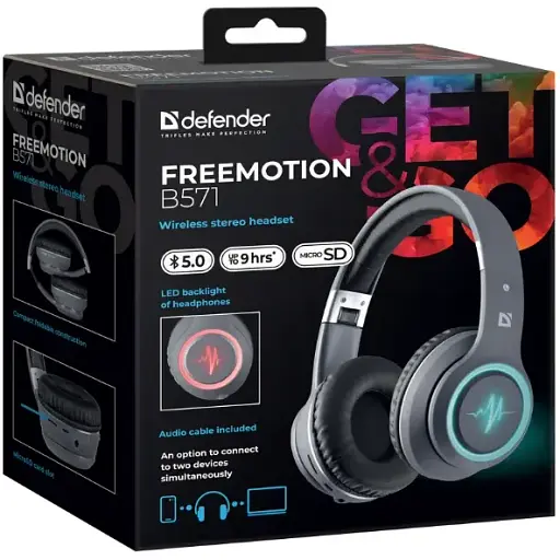 Гарнитура Defender FreeMotion B571 Bluetooth LED Gray (63571) (6918549) - фото 7