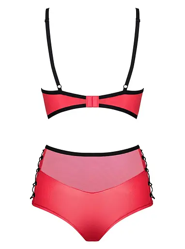 Комплект білизни Obsessive Leatheria S/M червоний - фото 6