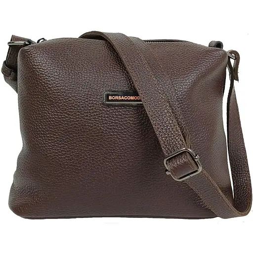 Женская наплечная кожаная сумка Borsacomoda темно-коричневая sum0028722 - фото 1