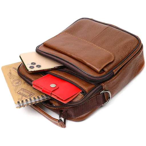 Шкіряна чоловіча сумка Vintage 19,5х24х4,5 см sum0023581 - фото 5