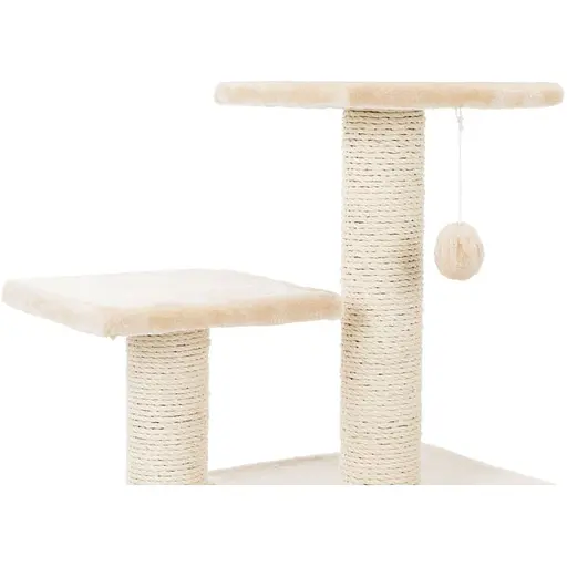 Когтеточка-комплекс Trixie Valencia для кошек с игрушкой на веревке сизаль/плюш бежевая 44х33х71 см - фото 3