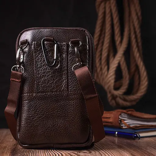 Чоловіча шкіряна сумка Vintage 11х18,5х4 см sum0024957 - фото 7