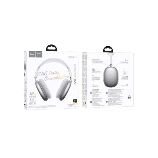 Bluetooth гарнітура Hoco W65 Plus з мікрофоном і шумопоглинанням, срібляста - фото 3
