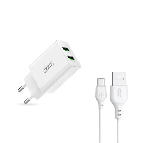 Сетевое зарядное устройство для XO L119 (EU) dual USB-A QC18W быстрое питание с TYPE-C cable Белый - фото 3