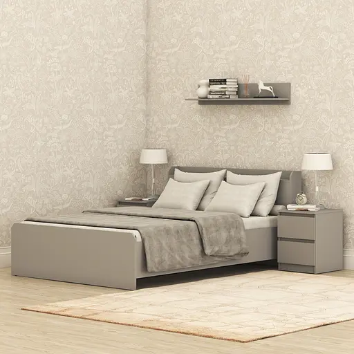 Кровать двуспальная MebelStar Нео 140x200 см Серая мышка (MBS-1128) - фото 1