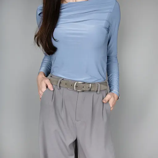 Ремінь жіночий замшевий JK-3049 мокко зі срібною пряжкою (100 см) - фото 2