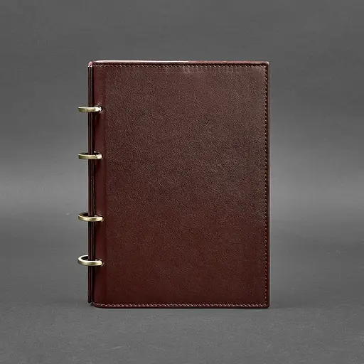 Шкіряний блокнот на кільцях (софт-бук) 9.0 з твердою бордовою обкладинкою - фото 6