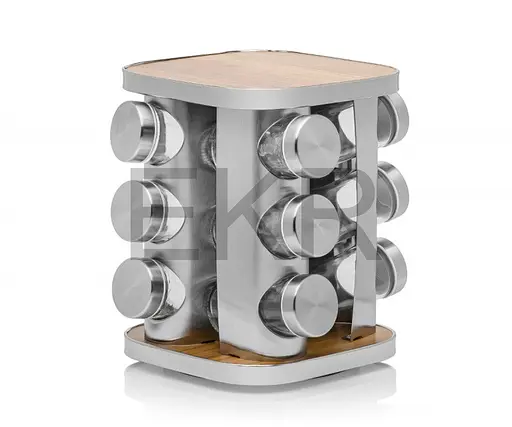 Органайзер набор для специй на вращающейся подставке Edenberg EB-18002 12 емкостей для хранения специй Серый - фото 1