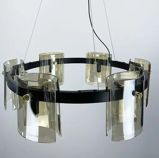 Подвесная люстра в черном цвете с янтарными пластинами Line.F D 3903/6 BK AMBER - фото 2