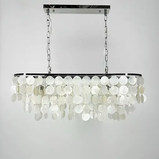 Удлиненная серебряная люстра ATHELIA с перламутровыми пластинами | Ст. 1537-800*300 СН | Line F - фото 9