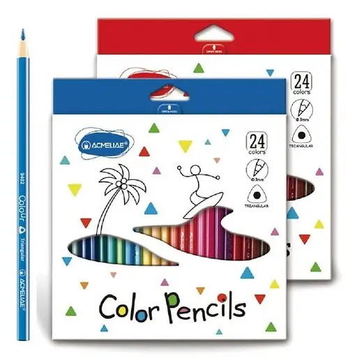 Карандаши цветные Acmeliae, 24 цвета, треугольный корпус, 3 мм - фото 3