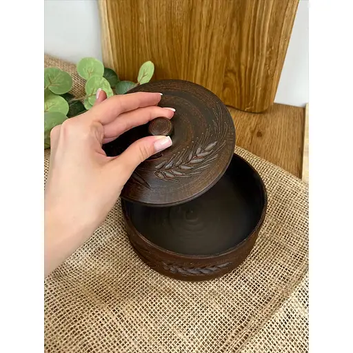 Банка для хранения 0.5 литра керамическая (глиняная) Колосок - фото 6