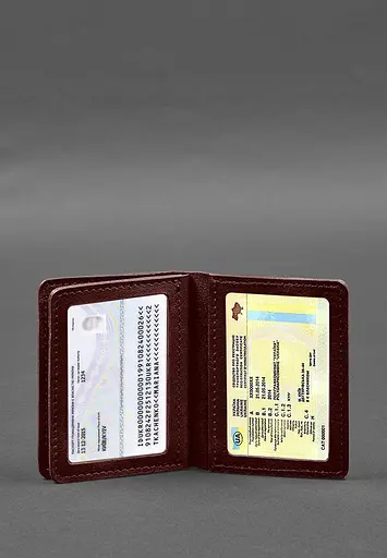 Кожаная обложка для водительского удостоверения, ID и пластиковых карт 2.0 бордовая - фото 7