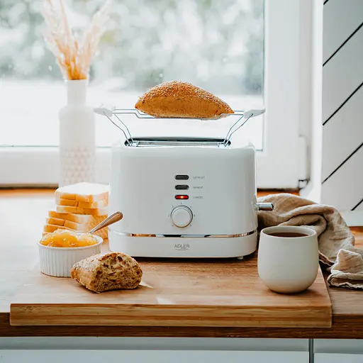 Тостер Adler AD 3224 white 850Вт/ 2 відділення/7 режимів підсмажування/розморожування/підігрів булок - фото 8